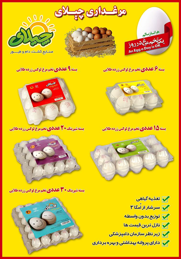 تخم مرغ بسته بندی ۱۵ عددی چیلای ارگانیک (قهوه ای)