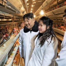 تصاویری از کیم جونگ اون رهبر کره شمالی و دخترش در جریان بازدید از یک مرغداری در استان تازه تاسیس هوانگ‌های شمالی منتشر شده است.